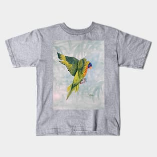 An Australian Rainbow Lorikeet in flight Kids T-Shirt